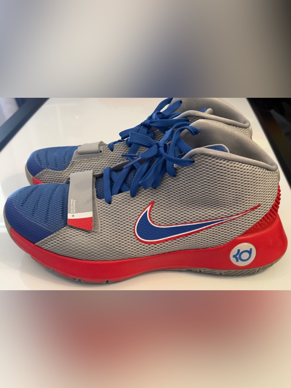 Nike Mens Size 12 KD Trey 5 III Kevin Durant Shoes Gray Red Blue Basketball